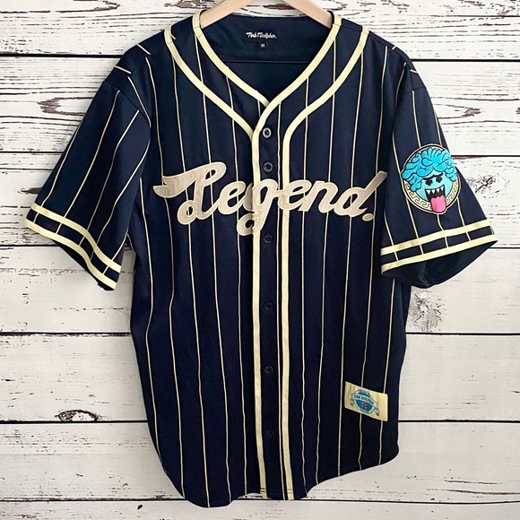 pink and blue baseball jersey